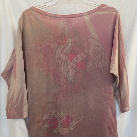 Bedazzled pink and gray tunic.  Size large. - Picture 4 of 4